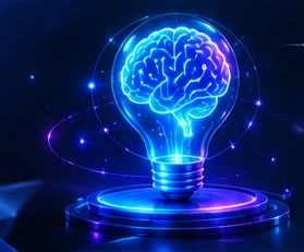 Illuminated 3D brain lightbulb
